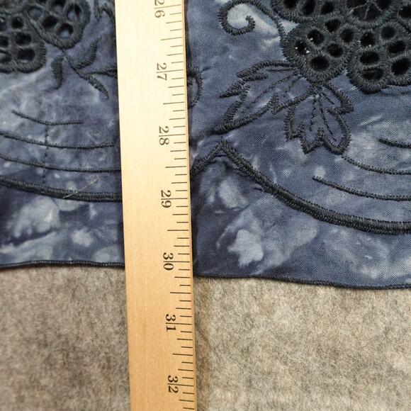 John Mark Top Womens 2X Button Front Artsy Tie Dye Embroidered Lace Navy Blue - Picture 8 of 9